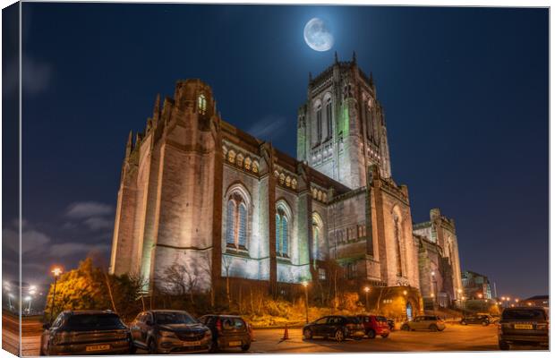 Liverpool Cathedral at Night Canvas Print by Dave Wood