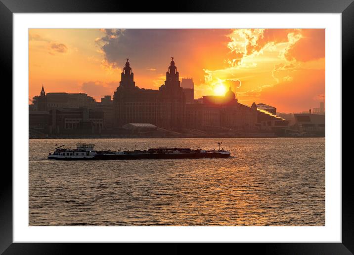 Liverpool waterfront sunrise Framed Mounted Print by Dave Wood