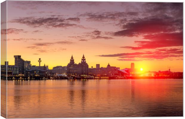 Liverpool waterfront Sunrise Canvas Print by Dave Wood