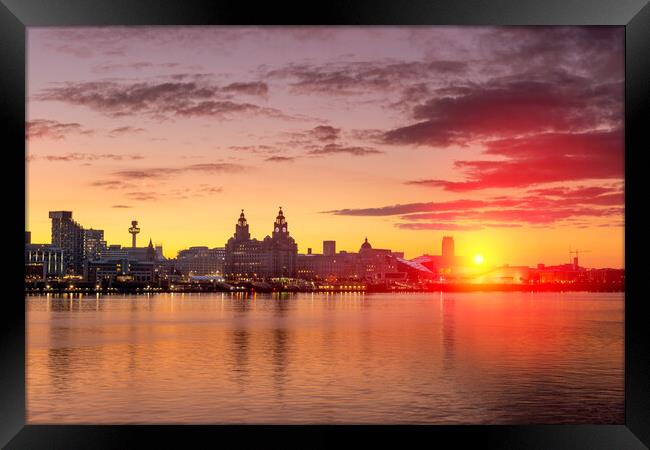 Liverpool waterfront Sunrise Framed Print by Dave Wood