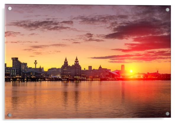 Liverpool waterfront Sunrise Acrylic by Dave Wood