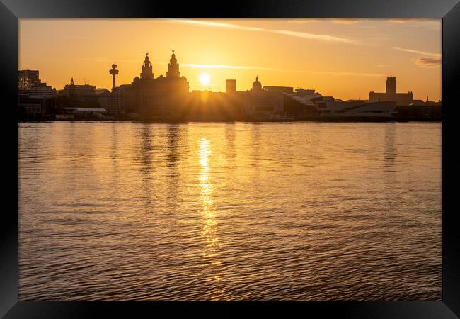 Liverpool waterfront sunrise Framed Print by Dave Wood