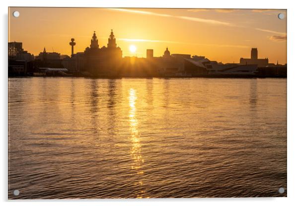 Liverpool waterfront sunrise Acrylic by Dave Wood
