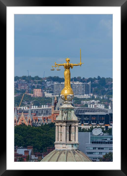 Old Bailey Statue of Justice, London Framed Mounted Print by Dave Wood