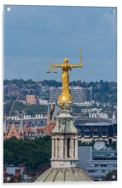 Old Bailey Statue of Justice, London Acrylic by Dave Wood
