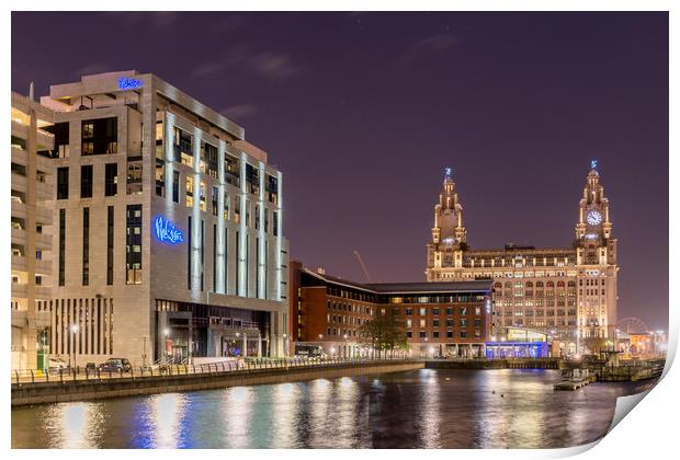 Princes Dock, Liverpool at Night Print by Dave Wood