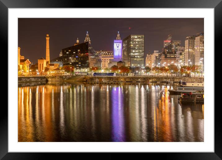 Salthouse Dock, Liverpool at Night Framed Mounted Print by Dave Wood