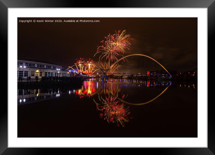 Stockton Fireworks Framed Mounted Print by Kevin Winter