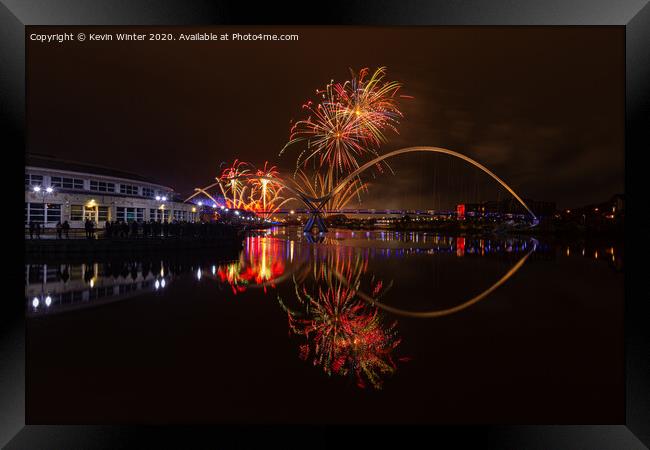 Stockton Fireworks Framed Print by Kevin Winter