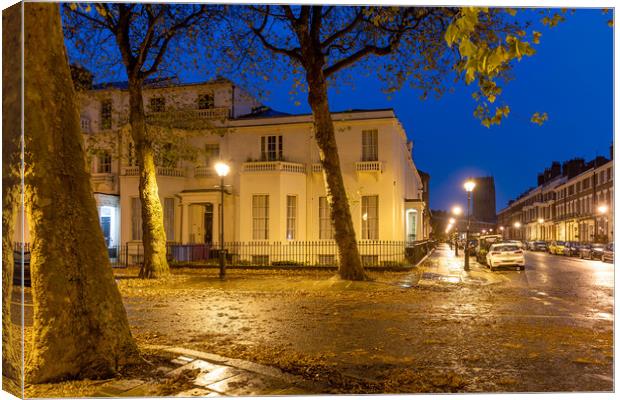 Falkner Square, Liverpool in Autumn at night Canvas Print by Dave Wood