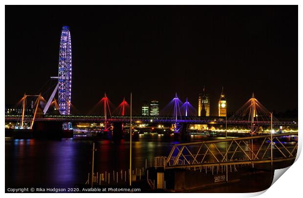 Purple London Eye, London Print by Rika Hodgson