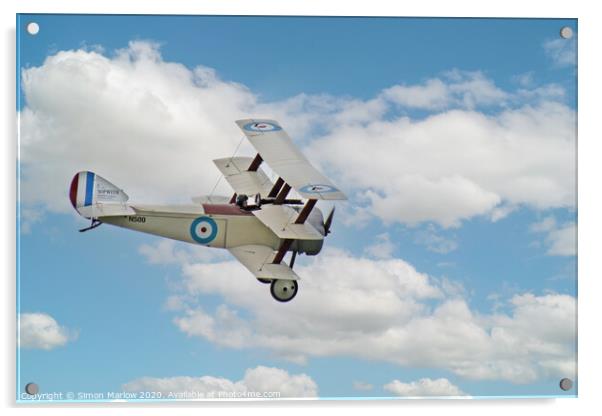 Sopwith Triplane flying past at White Waltham Acrylic by Simon Marlow
