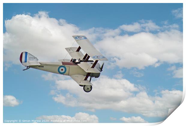 Sopwith Triplane flying past at White Waltham Print by Simon Marlow