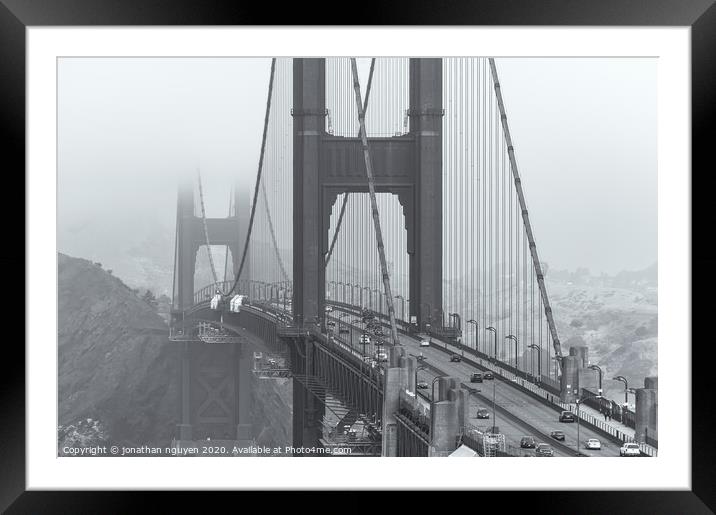 golden gate close up bw Framed Mounted Print by jonathan nguyen