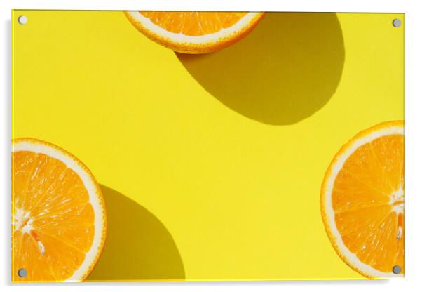 Oranges on yellow background Acrylic by Tartalja 