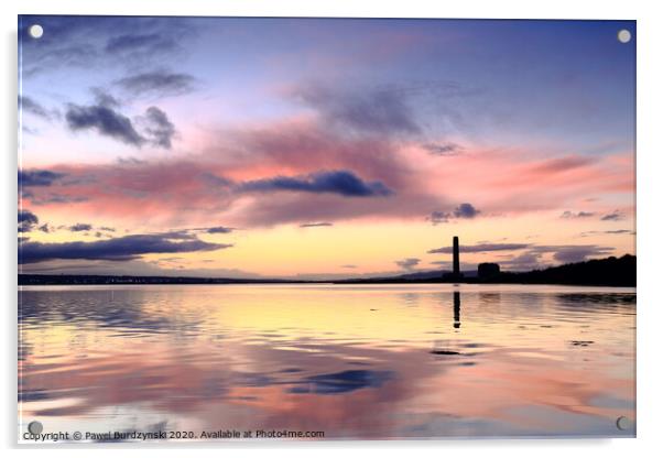 Sunset over Firth of Forth Acrylic by Pawel Burdzynski