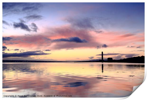 Sunset over Firth of Forth Print by Pawel Burdzynski