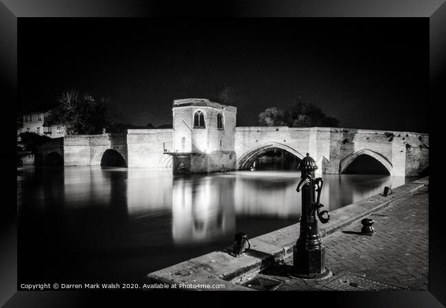 St Ives Bridge (Black & White) Framed Print by Darren Mark Walsh