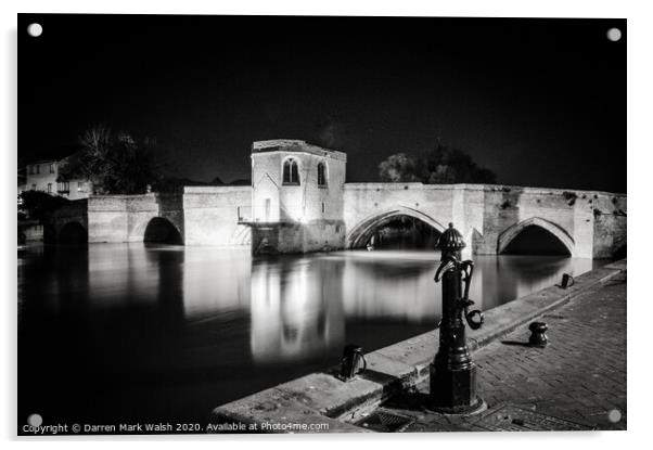 St Ives Bridge (Black & White) Acrylic by Darren Mark Walsh