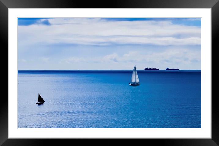 Majestic ships sailing into the horizon Framed Mounted Print by Beryl Curran