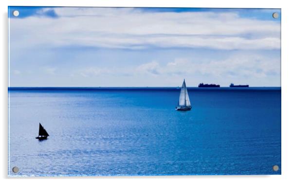 Majestic ships sailing into the horizon Acrylic by Beryl Curran