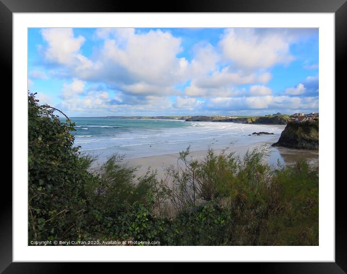 Majestic Waves at Towans Beach Framed Mounted Print by Beryl Curran