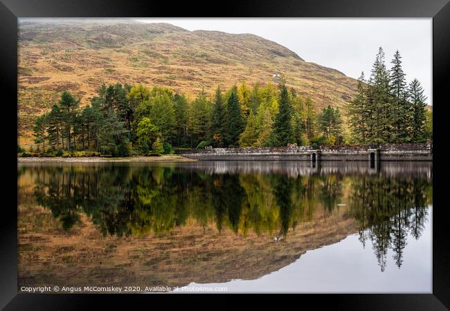 Loch Arklet dam reflections Framed Print by Angus McComiskey
