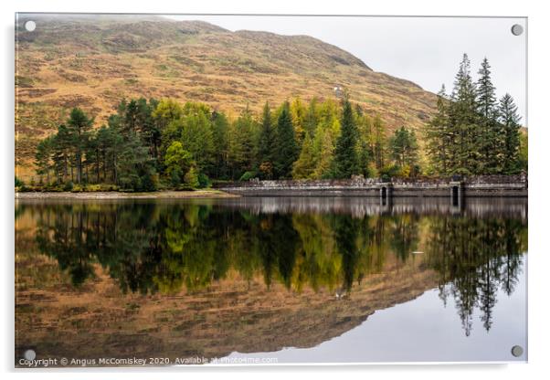 Loch Arklet dam reflections Acrylic by Angus McComiskey