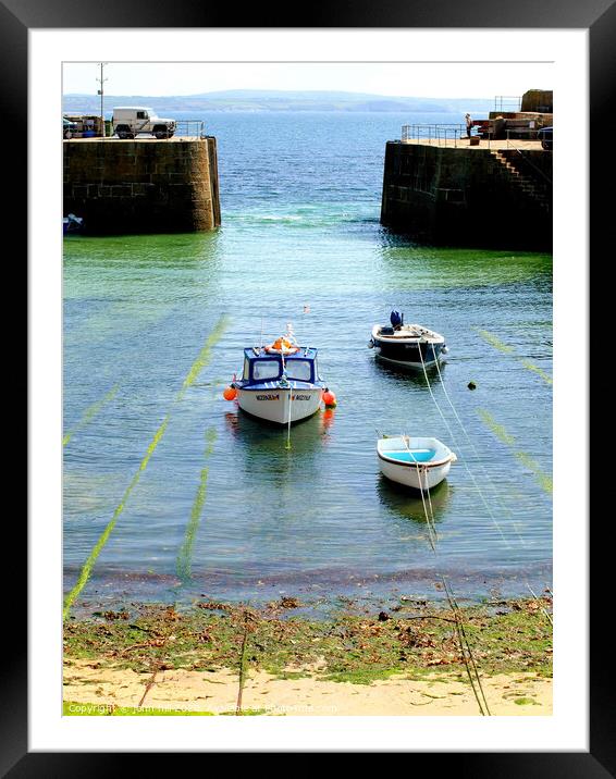 Entrance to Mousehole harbour in Cornwall. Framed Mounted Print by john hill