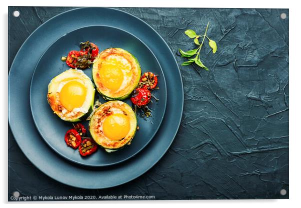 Scrambled eggs on frying pan Acrylic by Mykola Lunov Mykola