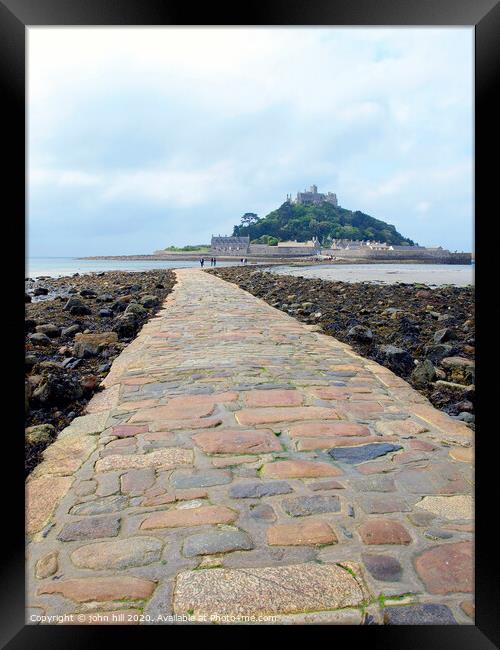 St. Michael's Mount at low tide in Cornwall. Framed Print by john hill