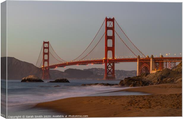 Golden Gate Bridge sunset Canvas Print by Sarah Smith