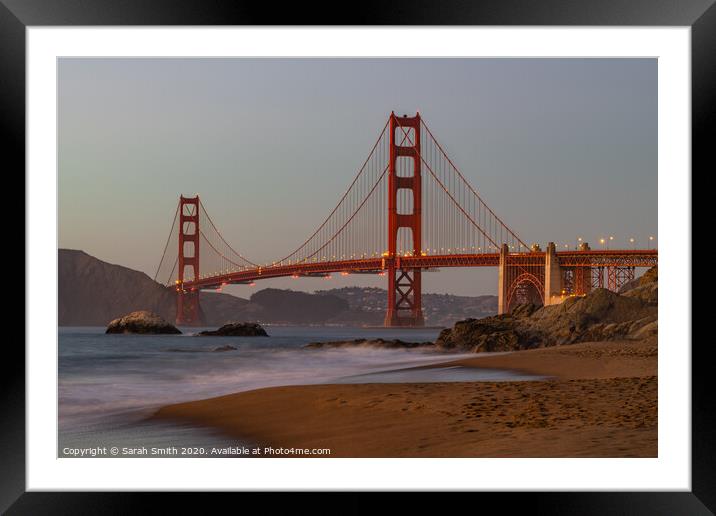 Golden Gate Bridge sunset Framed Mounted Print by Sarah Smith