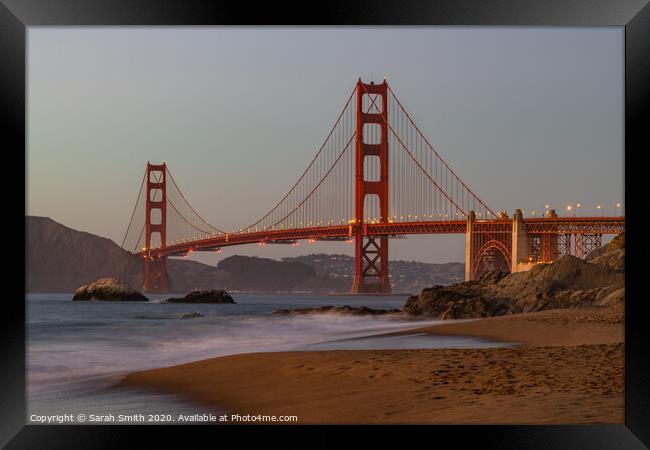 Golden Gate Bridge sunset Framed Print by Sarah Smith