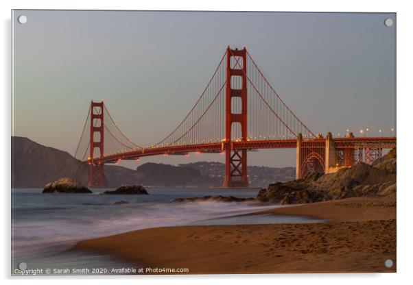 Golden Gate Bridge sunset Acrylic by Sarah Smith