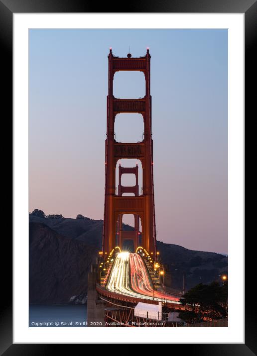 Golden Gate Bridge traffic long exposure  Framed Mounted Print by Sarah Smith