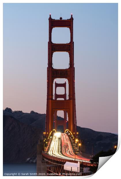 Golden Gate Bridge traffic long exposure  Print by Sarah Smith