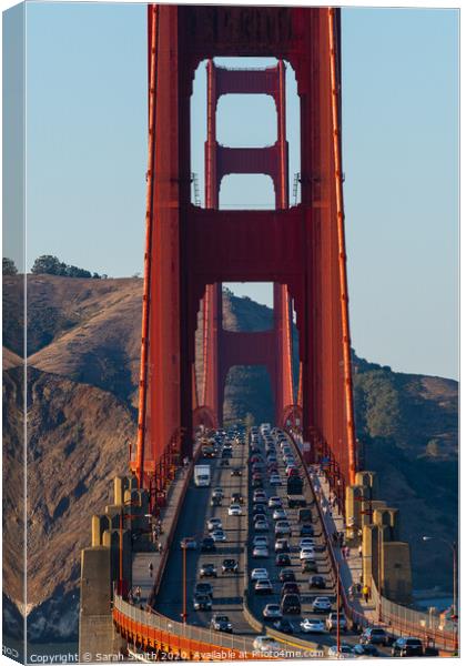 Golden Gate Bridge traffic Canvas Print by Sarah Smith