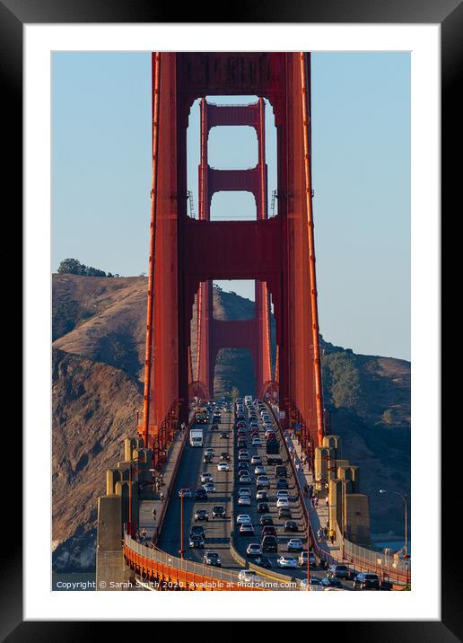 Golden Gate Bridge traffic Framed Mounted Print by Sarah Smith