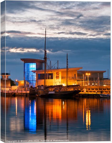 Brixham Fish Market at Blue Hour Canvas Print by Bruce Little