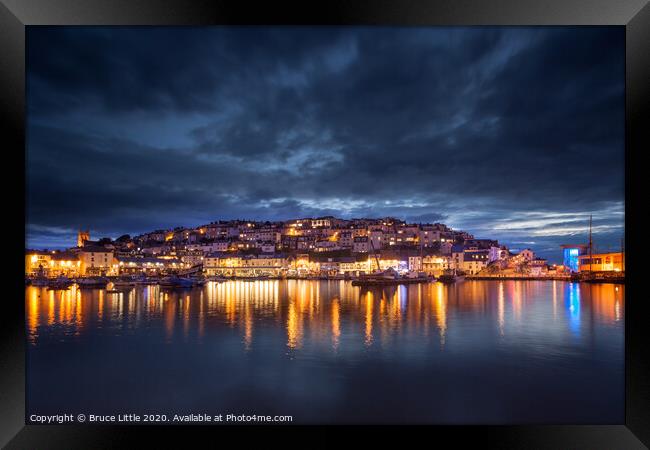 Brixham at Night Framed Print by Bruce Little