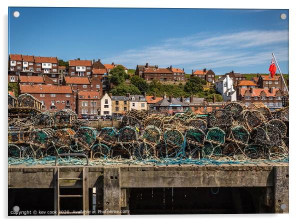 Whitby lobsterpots Acrylic by kevin cook