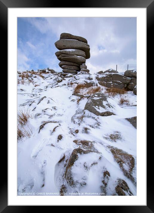 Cheesewring In Winter Framed Mounted Print by CHRIS BARNARD