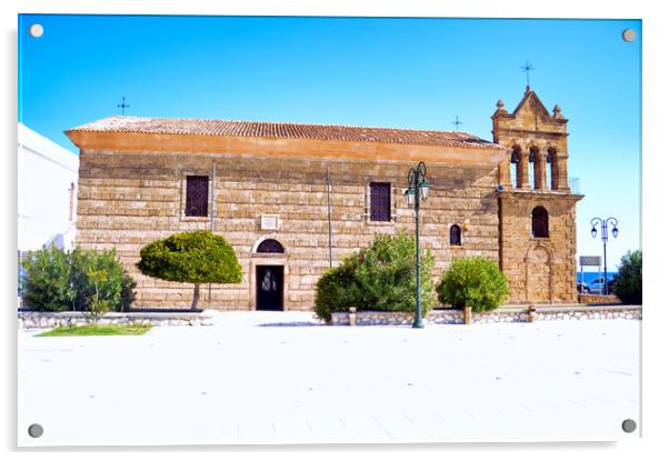 Zakynthos Church of Agios Nikolaos Molos Acrylic by Terry Senior