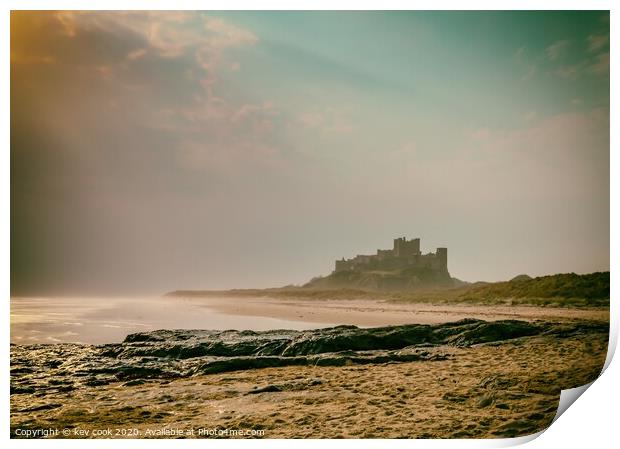sunset at Bamburgh Print by kevin cook