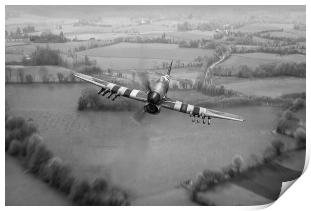 Hawker Typhoon over Normandy B&W version, Print by Gary Eason