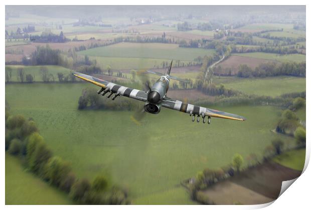 Hawker Typhoon over Normandy Print by Gary Eason