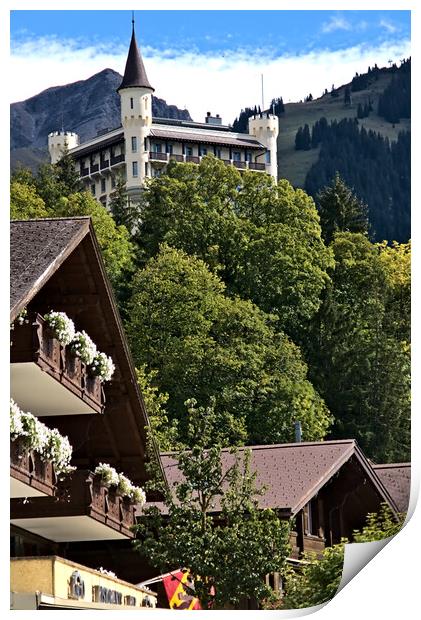 Mountains and Castles in Gstaad Print by Jeremy Hayden