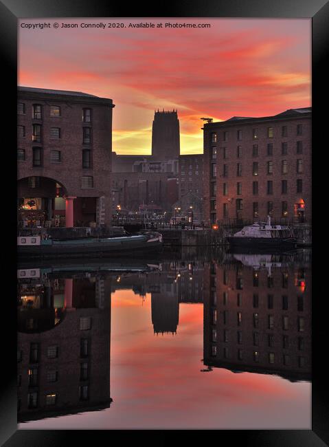 Royal Albert Dock Sunrise. Framed Print by Jason Connolly