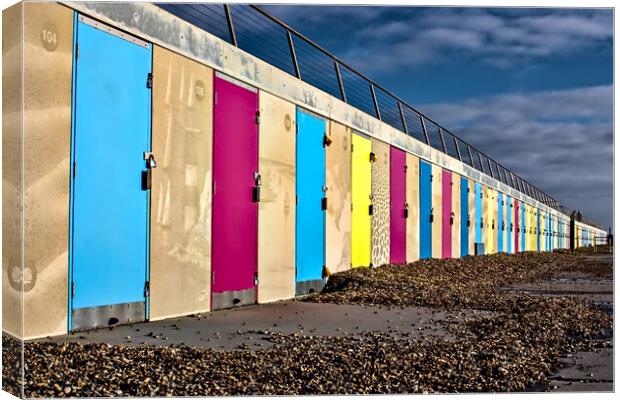New Beach Huts Milford on Sea Canvas Print by Jeremy Hayden